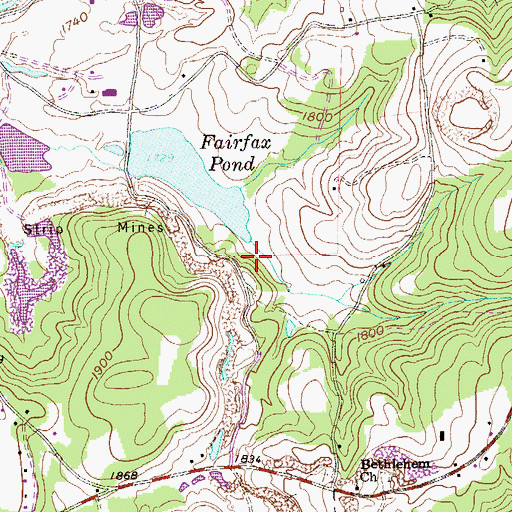 Topographic Map of Fairfax Pond Dam, WV