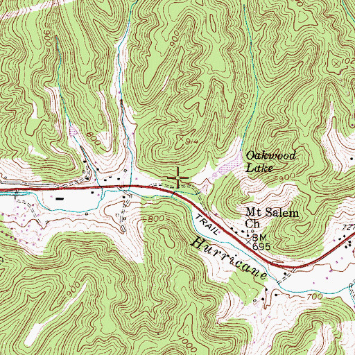 Topographic Map of Lake Oakwood Dam, WV