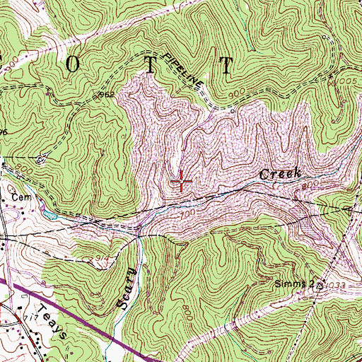 Topographic Map of Amos Fly Ash Pond, WV