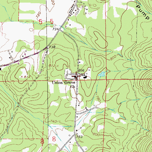 Topographic Map of Union Grove Methodist Church, AL