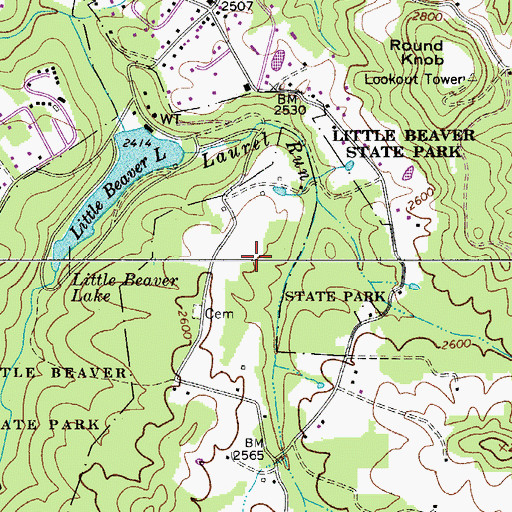 Topographic Map of Little Beaver State Park Lake Dam, WV
