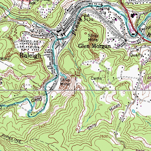 Topographic Map of Unnamed Tributary of Piney Creek Dam, WV