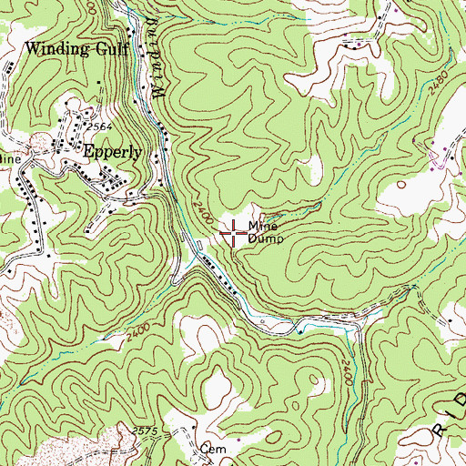 Topographic Map of Winding Gulf Embankment Dam, WV