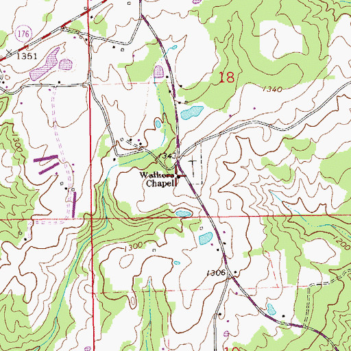 Topographic Map of Walkers Chapel Methodist Church, AL