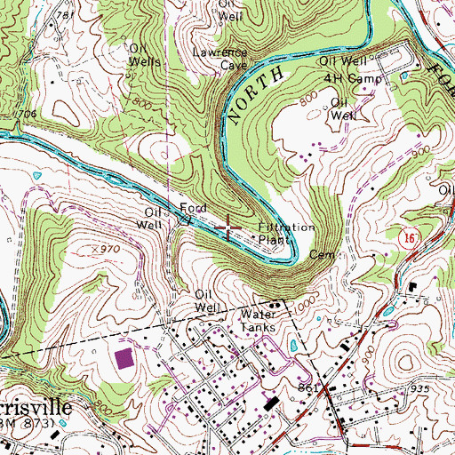 Topographic Map of Harrisville City Reservoir Dam, WV