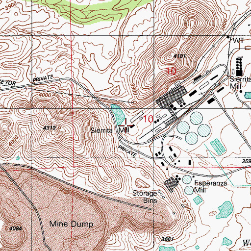 Topographic Map of Sierrita Mill, AZ