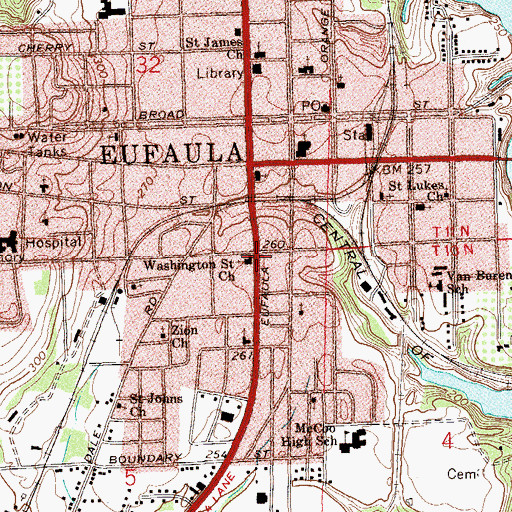 Topographic Map of Washington Street United Methodist Church, AL