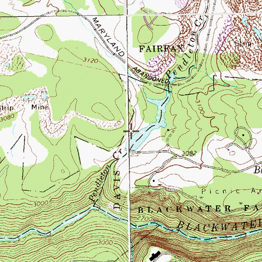 Topographic Map of Pendleton Run Watershed Dam, WV