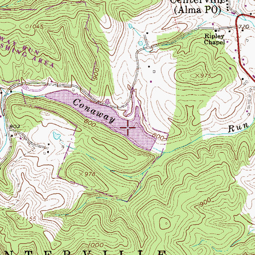 Topographic Map of Conaway Run Dam, WV
