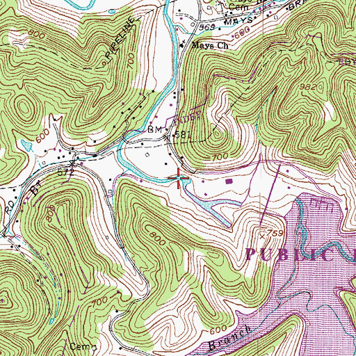 Topographic Map of Beech Fork Lake Dam, WV
