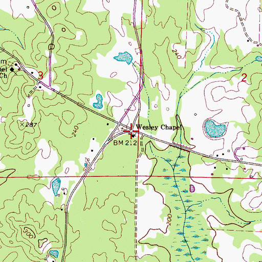 Topographic Map of Wesley Chapel United Methodist Church, AL
