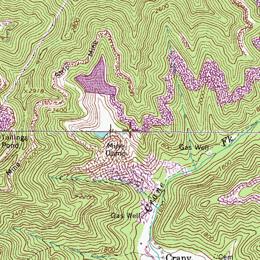 Topographic Map of Mill Branch Coal Refuse Dam, WV