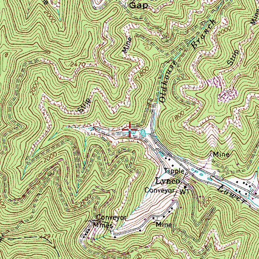 Topographic Map of Lower Road Branch Lynco Number Two Dam, WV