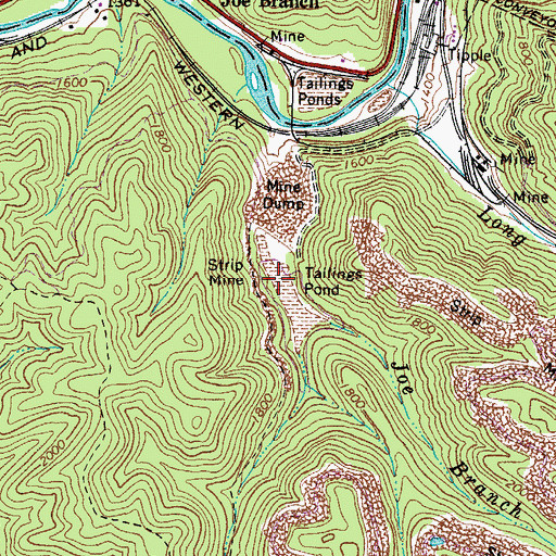 Topographic Map of Joes Branch Refuse Impoundment Dam, WV