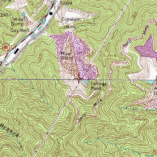 Topographic Map of Johns Branch Number Two Dam, WV