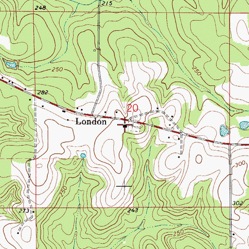 Topographic Map of London Baptist Church, AL