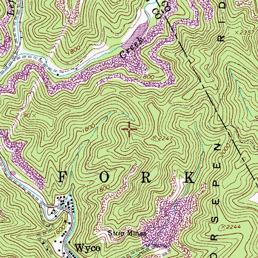 Topographic Map of Wyco Dam, WV
