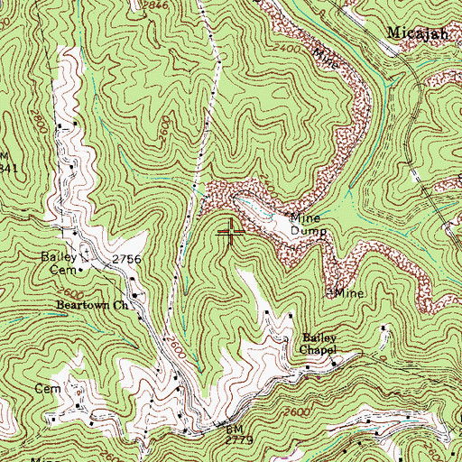 Topographic Map of Beartown Fork Dam, WV