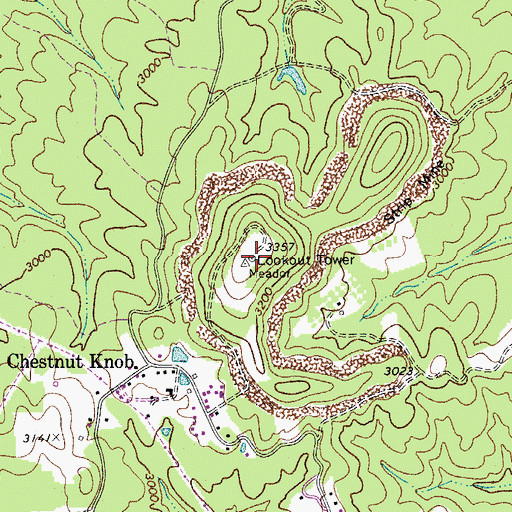 Topographic Map of Mann Mountain Lookout Tower, WV