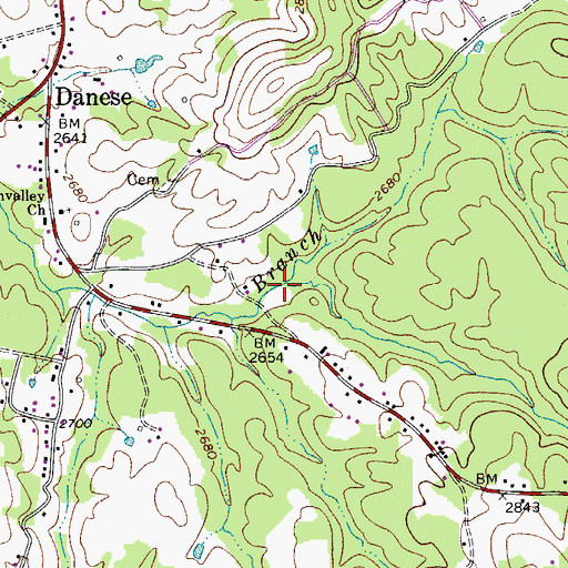 Topographic Map of Pole Creek, WV