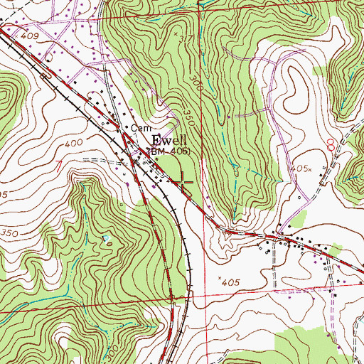 Topographic Map of Ewell Bible Baptist Church, AL