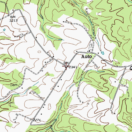 Topographic Map of Auto Post Office, WV