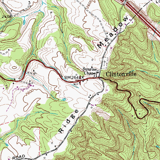 Topographic Map of Clintonville Post Office, WV