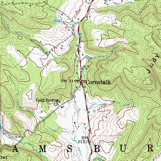 Topographic Map of Cornstalk Post Office, WV