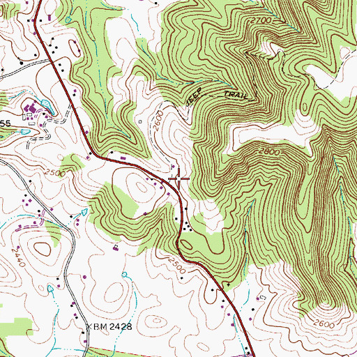 Topographic Map of Crawley Post Office, WV