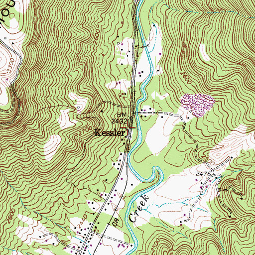 Topographic Map of Kessler Post Office, WV