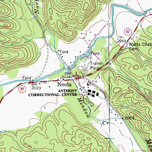 Topographic Map of Neola Post Office, WV