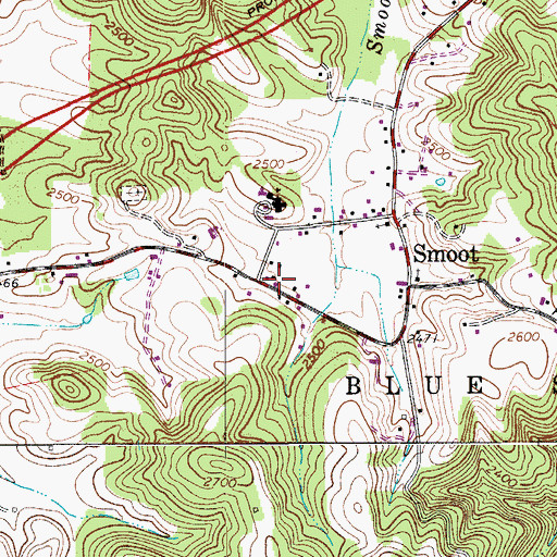 Topographic Map of Smoot Post Office, WV