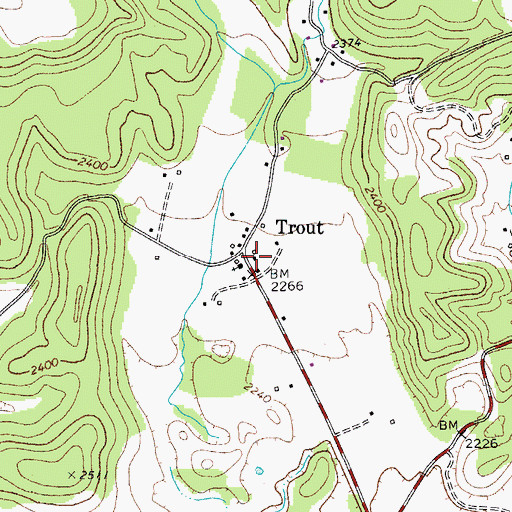 Topographic Map of Trout Post Office, WV