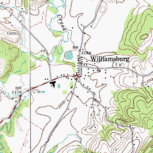 Topographic Map of Williamsburg Post Office, WV