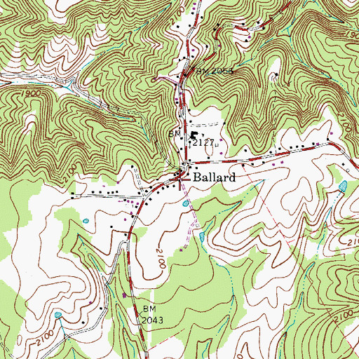 Topographic Map of Ballard Post Office, WV
