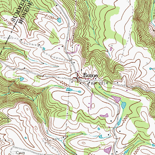 Topographic Map of Bozoo Post Office, WV