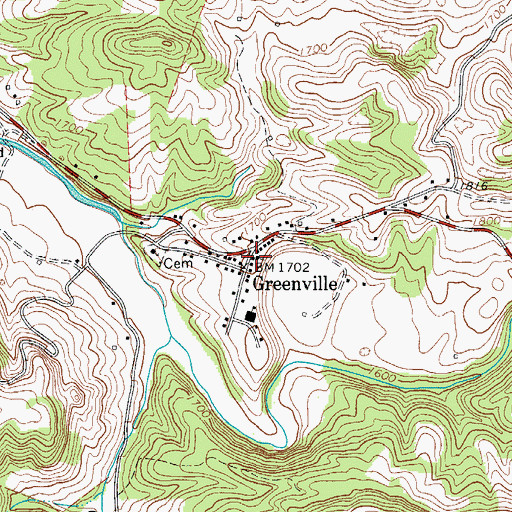 Topographic Map of Greenville Post Office, WV