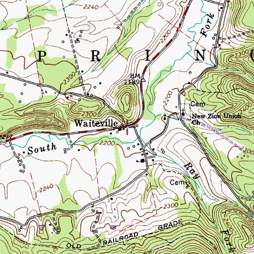 Topographic Map of Waiteville Post Office, WV