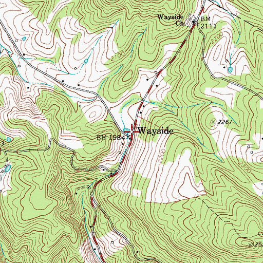 Topographic Map of Wayside Post Office, WV