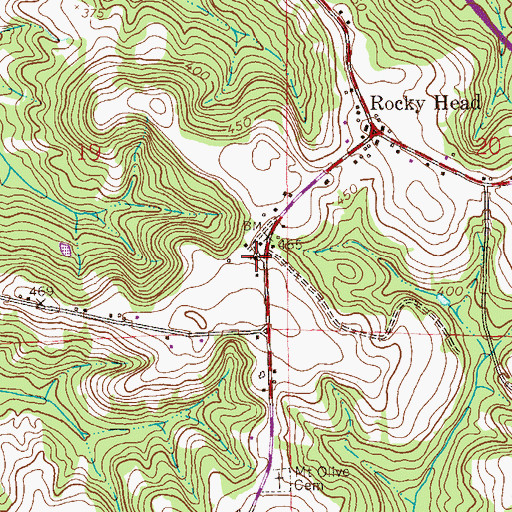 Topographic Map of Rocky Head Baptist Church, AL