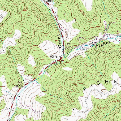 Topographic Map of Elton Post Office, WV