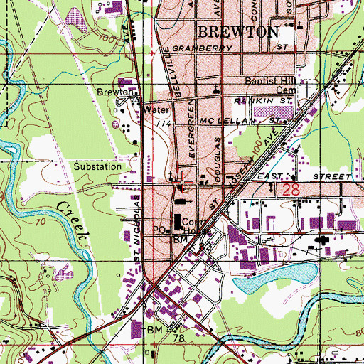 Topographic Map of First Presbyterian Church, AL