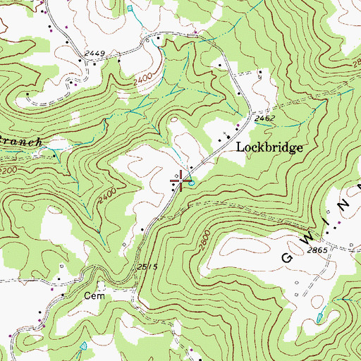 Topographic Map of Lockbridge Post Office, WV