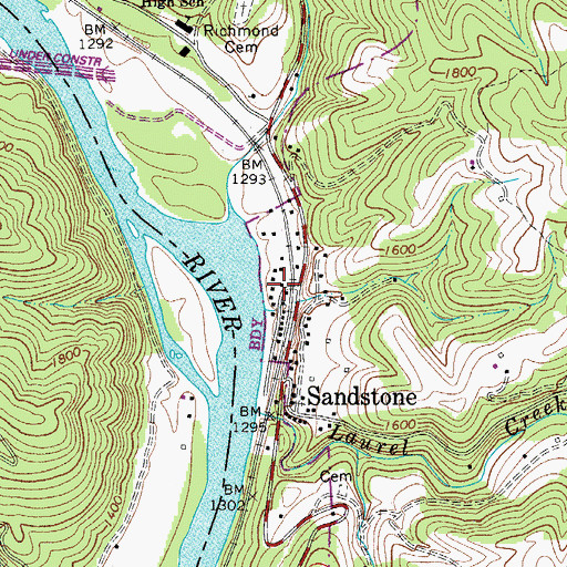 Topographic Map of Sandstone Post Office, WV
