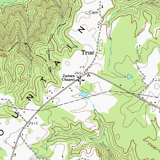 Topographic Map of True Post Office, WV