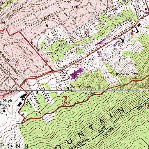 Topographic Map of Bluefield Post Office, WV