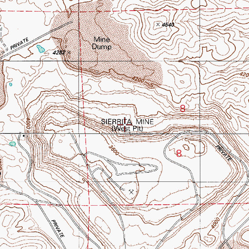 Topographic Map of Sierrita Mine West Pit, AZ
