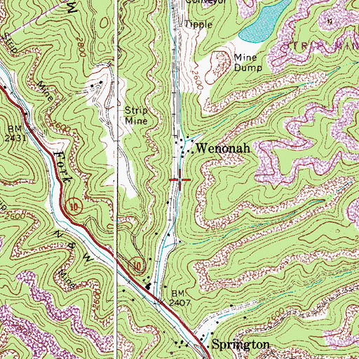 Topographic Map of Dott Post Office, WV