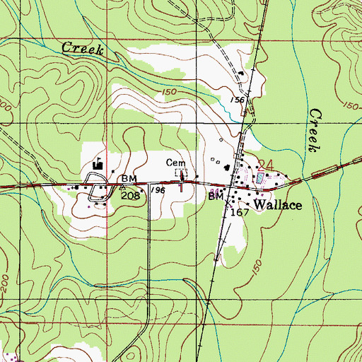 Topographic Map of Wallace United Methodist Church, AL
