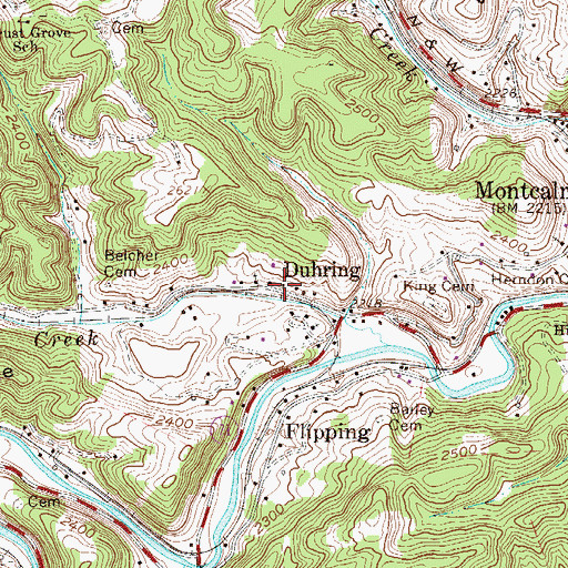 Topographic Map of Duhring Post Office, WV